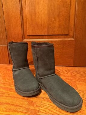 Ugg Classic Short Suede Winter Boots in Dark Charcoal